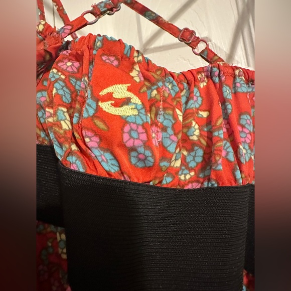 Juniors billabong sundress red with flower print size small - Picture 2 of 4